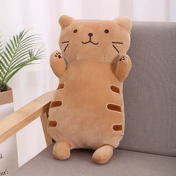 long body fat cat sweet kitten gray brown lovely cartoon animal cute plush toy