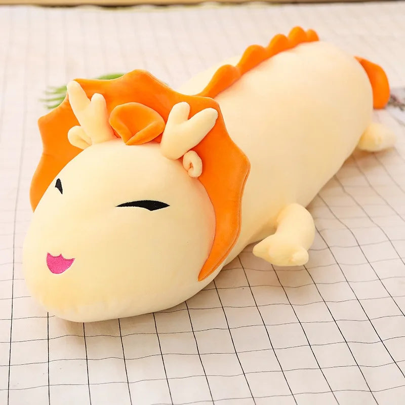 Cute Long Dragon Plush Toy Soft Cartoon Animal Three Colors Dinosaur Stuffed Doll