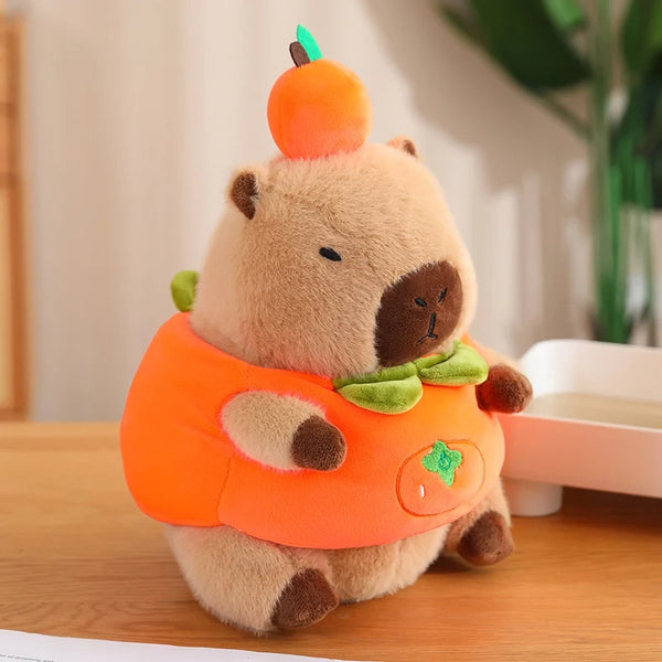 Cosplay Capybara Plushie in Veggie Hoodie Bee Hamburger & Cute Cloth Outfits