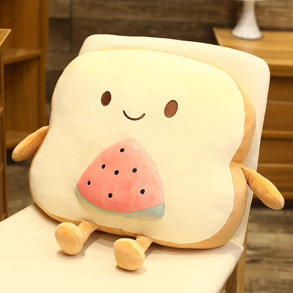 Creative Toast Sliced Bread Toy 45*40cm 13 Kinds Combining Fruits Animals Cute Smile Figured Food Pillow with Legs Arms Gift
