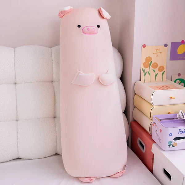 Long Cartoon Animal Plush Pillow Stuffed Brown Capybara Pink Pig Lamb Sheep Sleeping