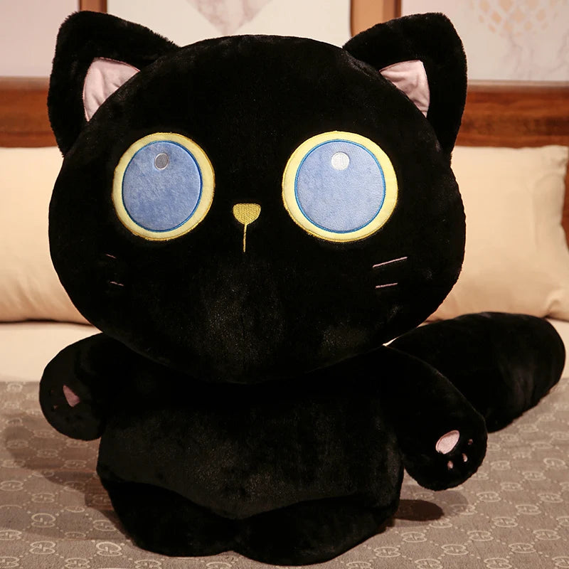 Black Cat Plush Toy – Soft Stuffed Kitten Pillow for Cozy Cuddles and Gifting Joy