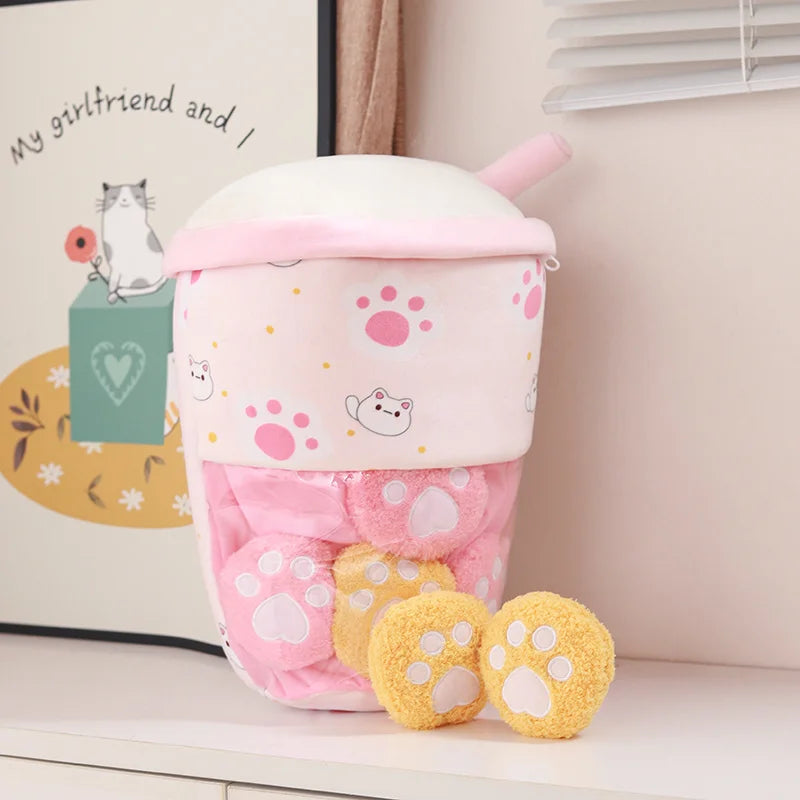 Boba Plushies Mini Dolls in a Boba Cup Can Flip Boba Tea Toy Many Size Boba Tea