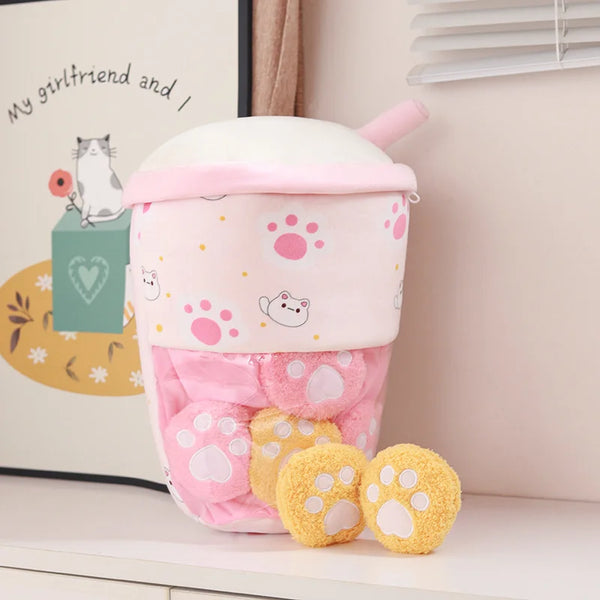 Boba Plushies Mini Dolls in a Boba Cup Can Flip Boba Tea Toy Many Size Boba Tea