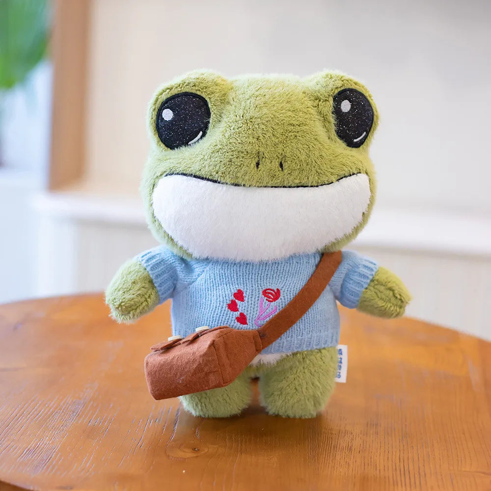 Cute Big Eyes Frog Plush Toy Stuffed Animals Soft Sweater