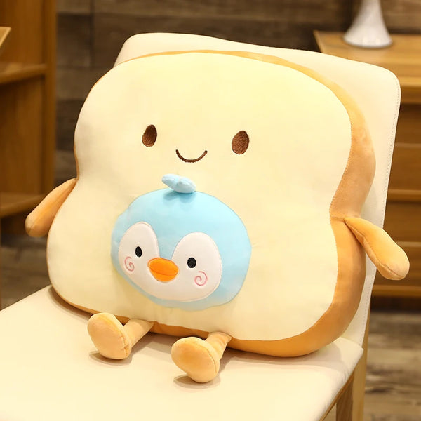 Creative Toast Sliced Bread Toy 45*40cm 13 Kinds Combining Fruits Animals Cute Smile Figured Food Pillow with Legs Arms Gift