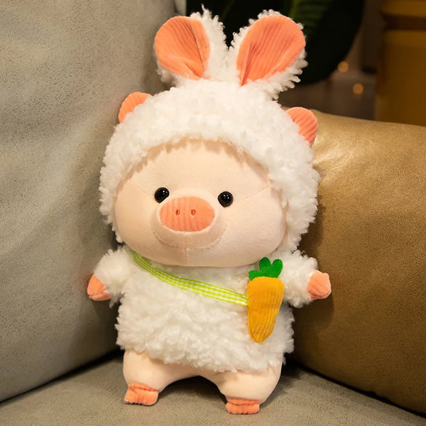 Lovely Pig Plush Toy in Rabbit & Bear Cosplay – Soft Stuffed Animal for Kids