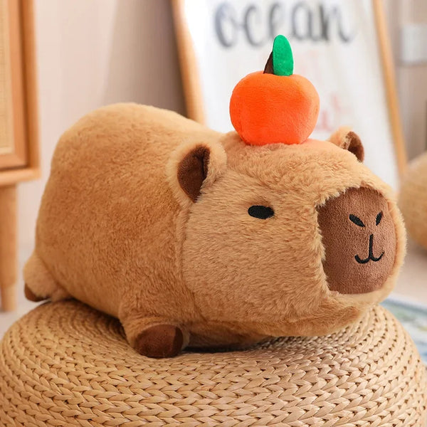 Capybara Plush Toy Simulation Capibara with Fruits – A Cozy Companion with a Quirky Twist