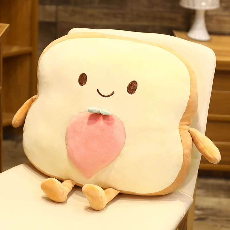 Creative Toast Sliced Bread Toy 45*40cm 13 Kinds Combining Fruits Animals Cute Smile Figured Food Pillow with Legs Arms Gift