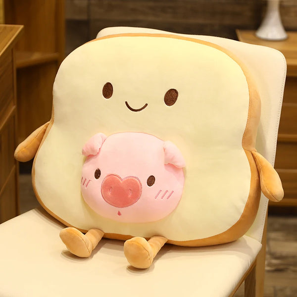 Creative Toast Sliced Bread Toy 45*40cm 13 Kinds Combining Fruits Animals Cute Smile Figured Food Pillow with Legs Arms Gift
