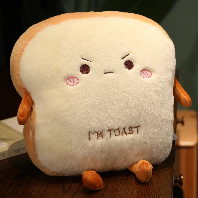 Plush Toast Pillow Cute Bread Stuffed Simulation Food Plushie Soft Warm Hand Pillow