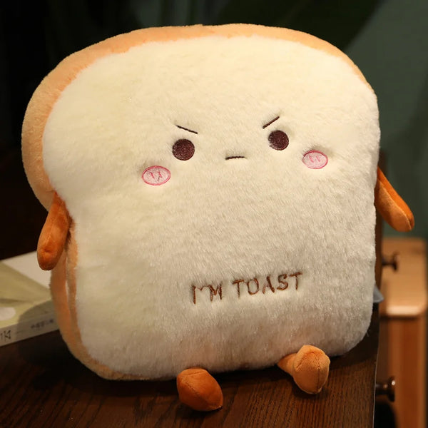 Plush Toast Pillow Cute Bread Stuffed Simulation Food Plushie Soft Warm Hand Pillow