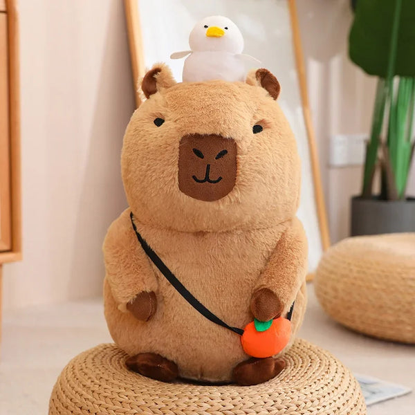 Capybara Plush Toy Simulation Capibara with Fruits – A Cozy Companion with a Quirky Twist