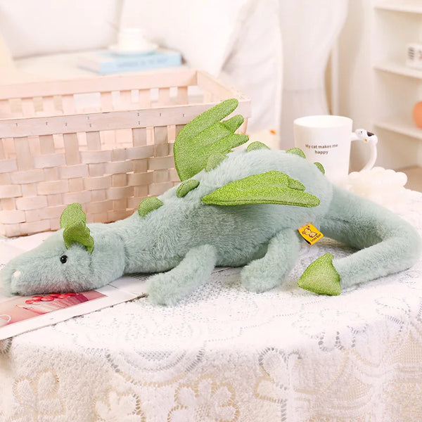 Cartoon Giant Color Evil Flying Dragon Stuffed Pterosaur Dinosaur Flying Wing White Green Yellow Gray Dragon Plush Toy Boy Gift