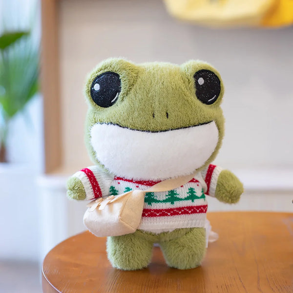 Cute Big Eyes Frog Plush Toy Stuffed Animals Soft Sweater
