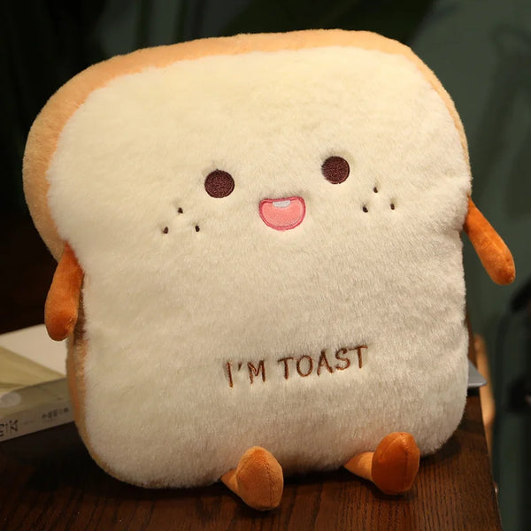 Plush Toast Pillow Cute Bread Stuffed Simulation Food Plushie Soft Warm Hand Pillow
