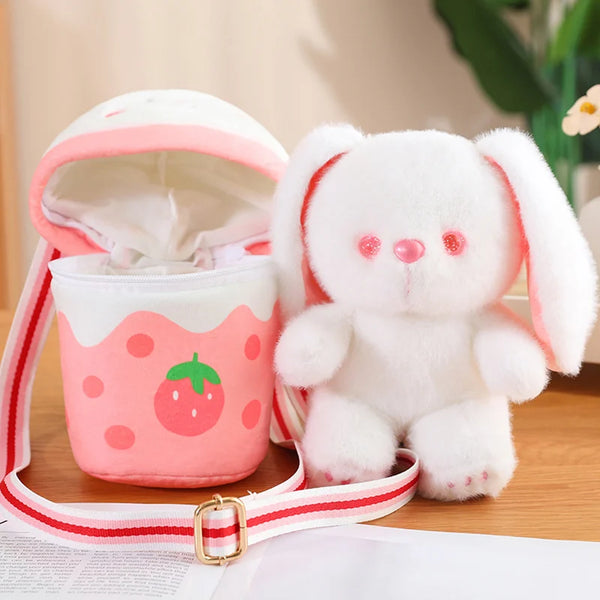 Creative Bichon Dog Toy in A Boba Cup Bag Teacup Bear Bunny Crossbody Bags