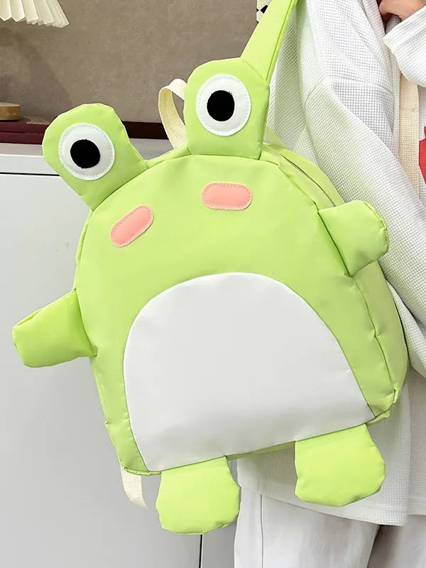 Cute plush frog backpack funny cartoon school bag small shoulder bag