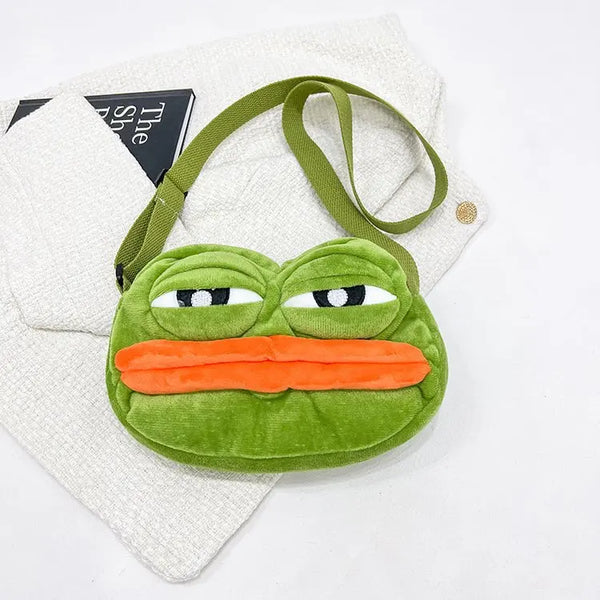 Cute plush frog backpack funny cartoon school bag small shoulder bag
