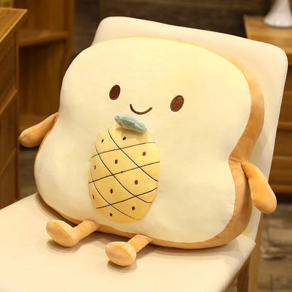 Creative Toast Sliced Bread Toy 45*40cm 13 Kinds Combining Fruits Animals Cute Smile Figured Food Pillow with Legs Arms Gift