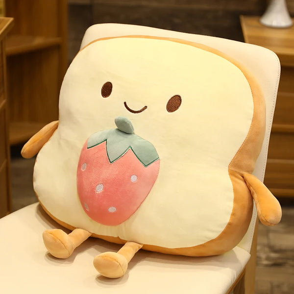 Creative Toast Sliced Bread Toy 45*40cm 13 Kinds Combining Fruits Animals Cute Smile Figured Food Pillow with Legs Arms Gift