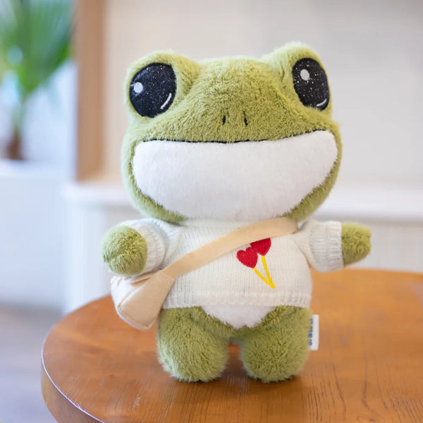 Cute Big Eyes Frog Plush Toy Stuffed Animals Soft Sweater