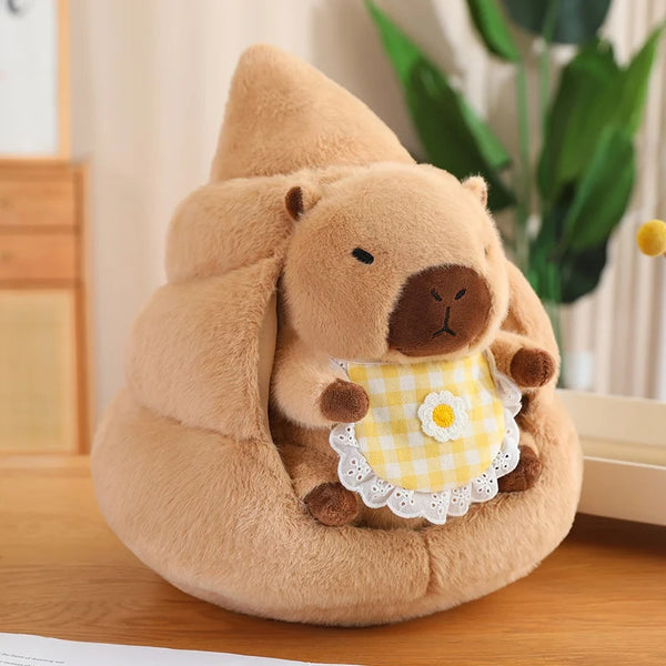 Cosplay Capybara Plushie in Veggie Hoodie Bee Hamburger & Cute Cloth Outfits