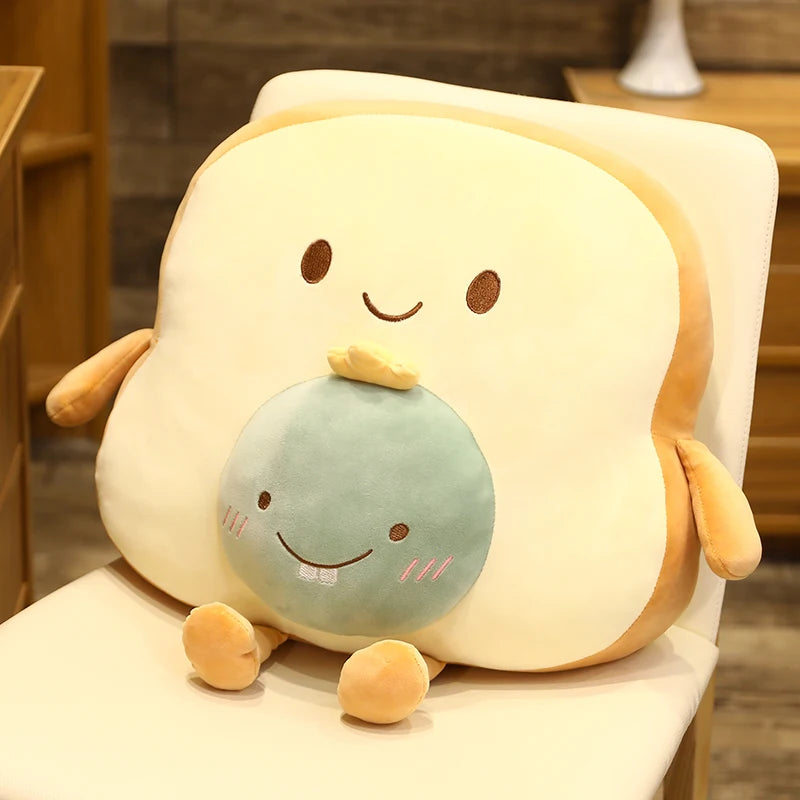 Creative Toast Sliced Bread Toy 45*40cm 13 Kinds Combining Fruits Animals Cute Smile Figured Food Pillow with Legs Arms Gift