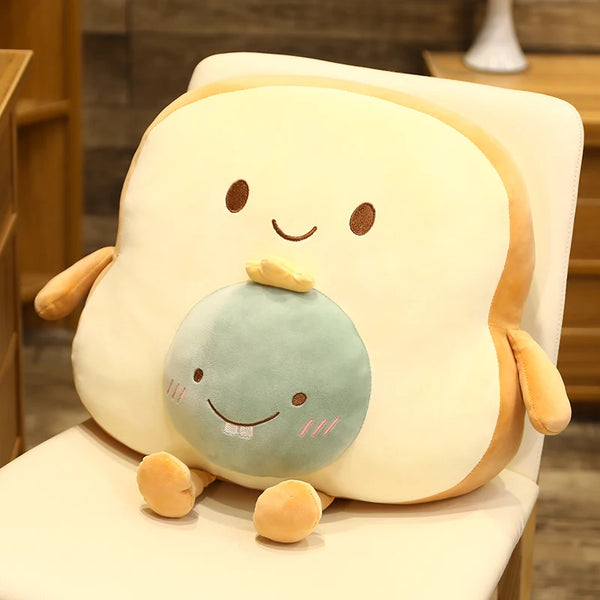 Creative Toast Sliced Bread Toy 45*40cm 13 Kinds Combining Fruits Animals Cute Smile Figured Food Pillow with Legs Arms Gift