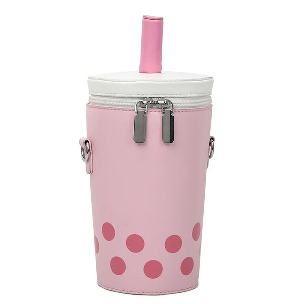 Cute Cartoon Milk Tea Women Crossbody Bags High Quality Pu Bucket