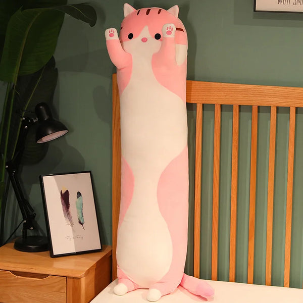 Funny Joy Cute Soft Long Cat Plush Toys Pause Office Nap Pillow Bed Sleep Home Decor