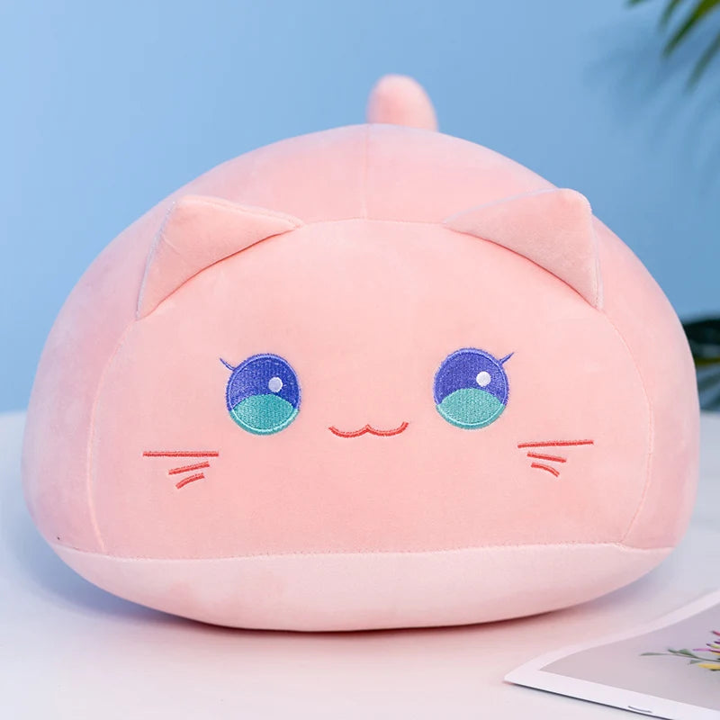 Cute Pink Black Cat Plush Soft Round Ball Shaped Husky Cat Pillow Cushion