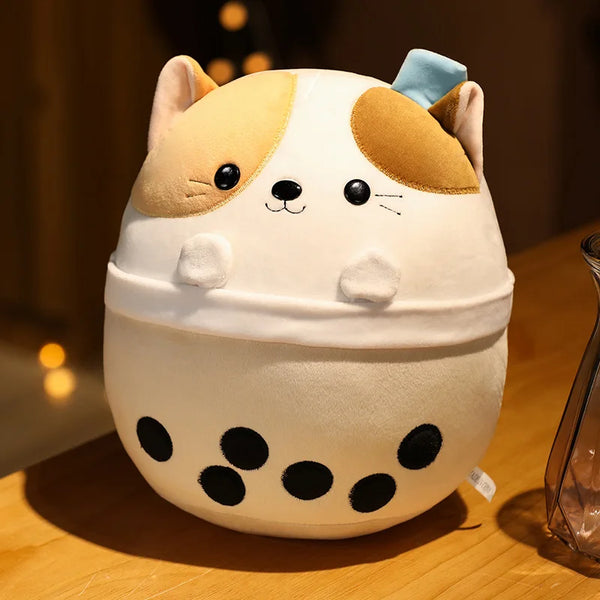 Cute Boba Animal Plush Toy Stuffed Bear Cat Shark Cosplay Boba Milk Tea Soft Doll Kids Toys Birthday Christmas Gift for Child