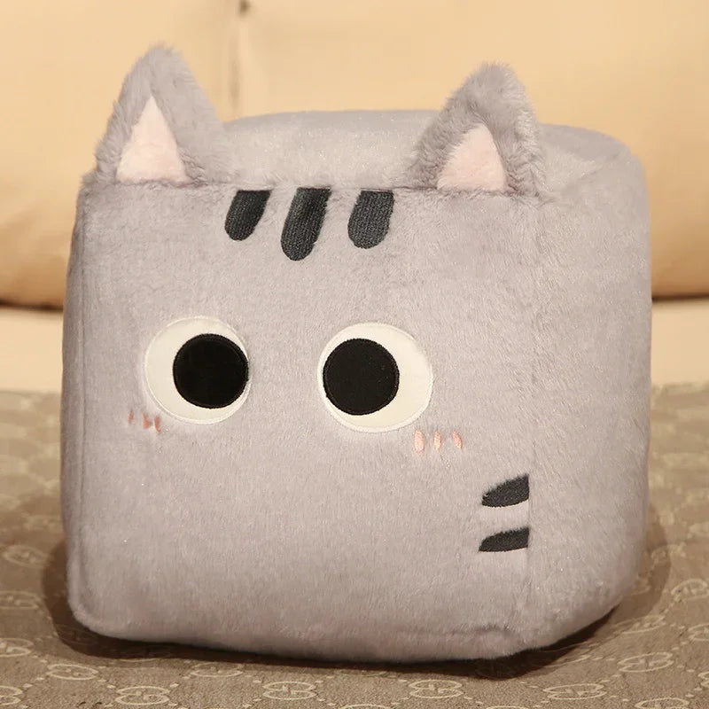 20CM Square Cat Plush Pillow Cute Big Eyes Black Kitten Stuffed Soft Cushion Sofa Bedroom Decoration Gifts