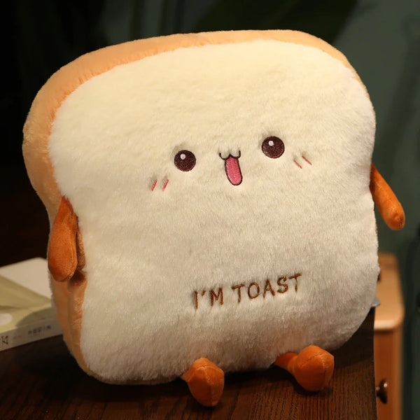 Plush Toast Pillow Cute Bread Stuffed Simulation Food Plushie Soft Warm Hand Pillow