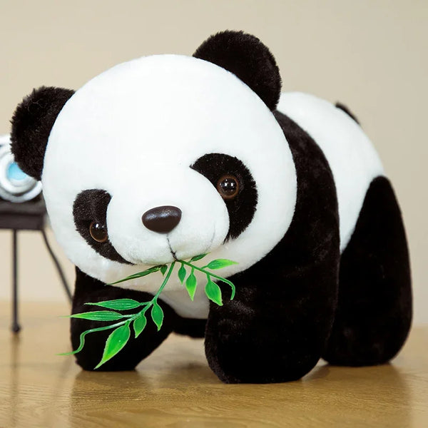 Kawaii Plush Panda Toys Lovely Pillow Panda with Bamboo Leaves Stuffed Soft Animal