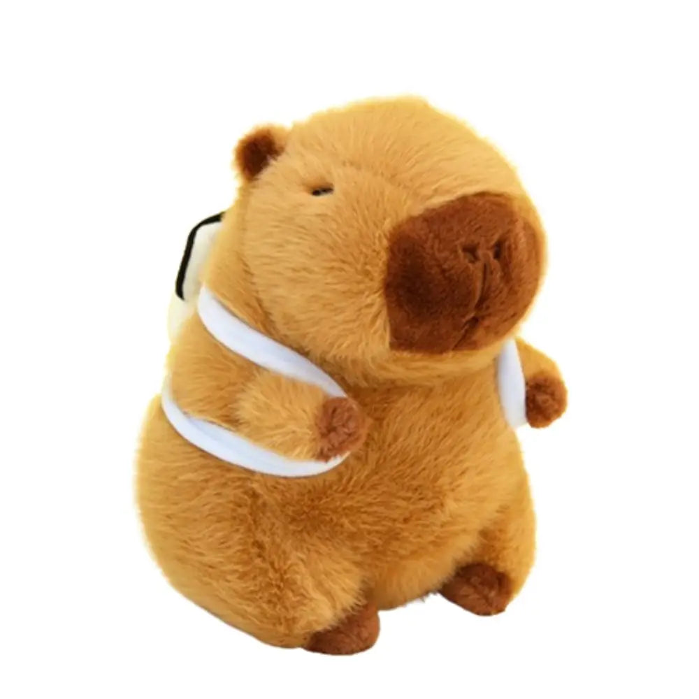 Com mochila capivara brinquedo de pelúcia simulação verão capibara anime brinquedo fofo macio dos desenhos animados capivara boneca de pelúcia decoração para casa