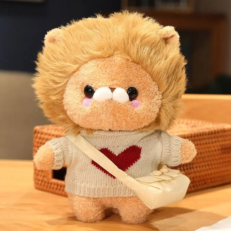 Cafe Lion Plush Toys Golden Lion King Clothes Cartoon Stuffed Dolls Ducks