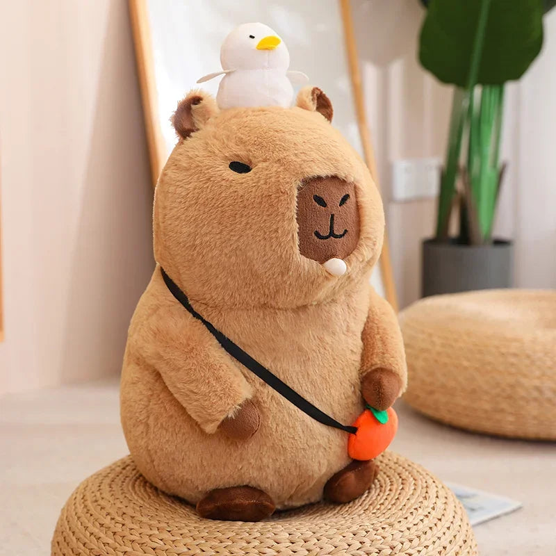 Capybara Plush Toy Simulation Capibara with Fruits – A Cozy Companion with a Quirky Twist