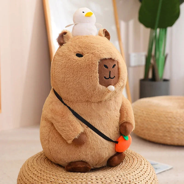 Capybara Plush Toy Simulation Capibara with Fruits – A Cozy Companion with a Quirky Twist