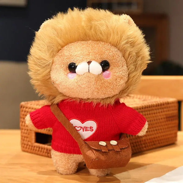 Cafe Lion Plush Toys Golden Lion King Clothes Cartoon Stuffed Dolls Ducks