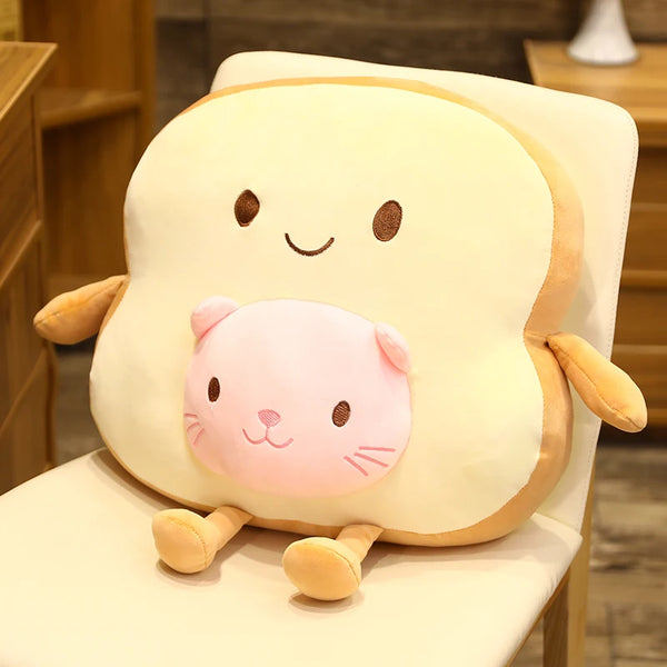 Creative Toast Sliced Bread Toy 45*40cm 13 Kinds Combining Fruits Animals Cute Smile Figured Food Pillow with Legs Arms Gift