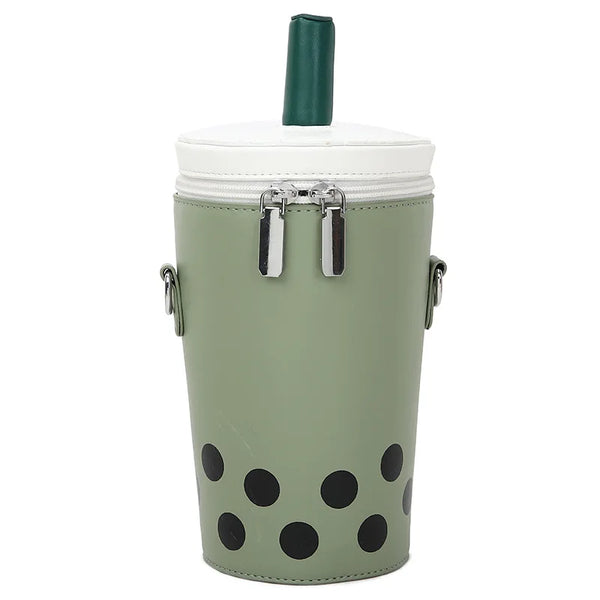 Cute Cartoon Milk Tea Women Crossbody Bags High Quality Pu Bucket