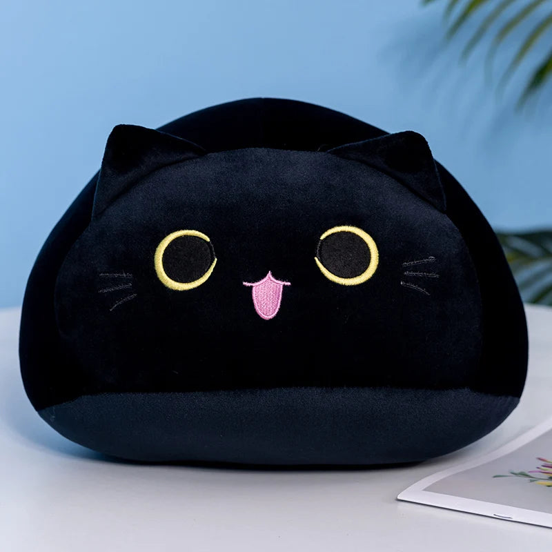 Cute Pink Black Cat Plush Soft Round Ball Shaped Husky Cat Pillow Cushion