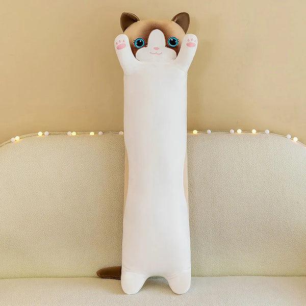 Ultra Soft Cat Plush Long Pillow Down Cotton Stuffed Cartoon Kitten Cats Doll Plushie