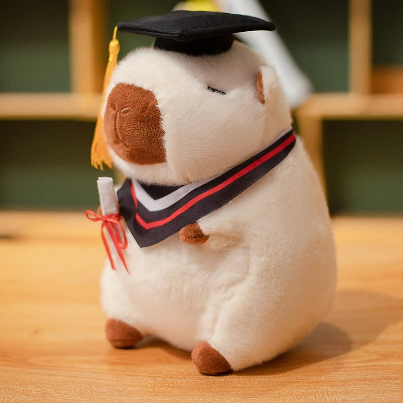 Cute Graduation Capybara Stuffed Animal Plush Toy with Doctor Hat Soft