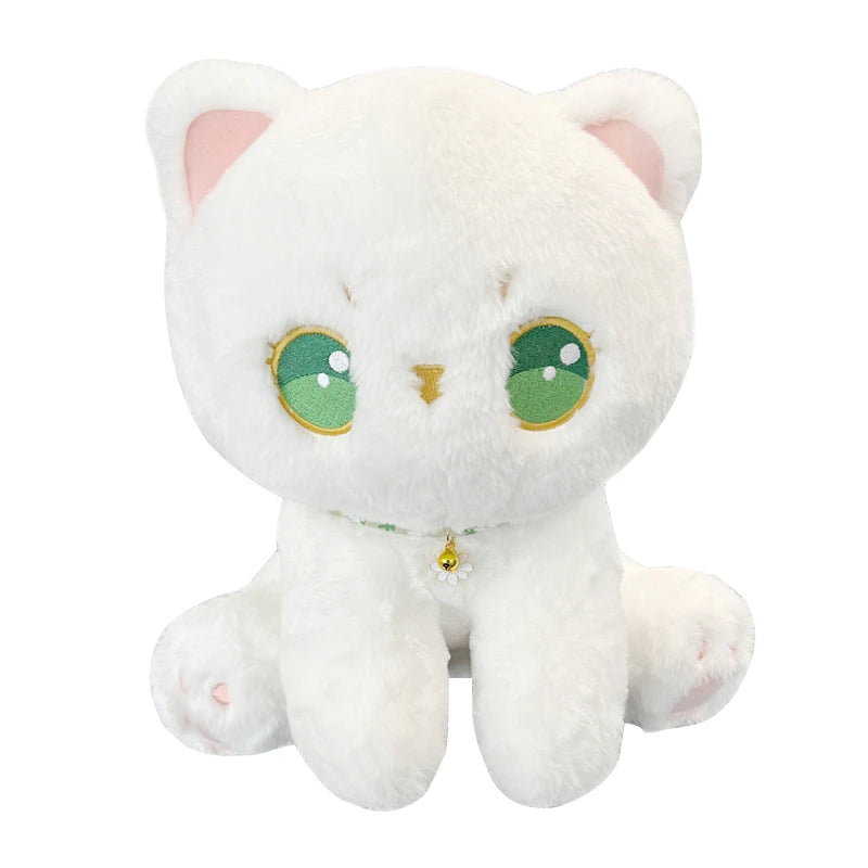 35cm White Plush Cats Toys With Green eyes Kawaii Cats Toys For Kids Baby Girls Cuddly Toy Lovely Children Gifts