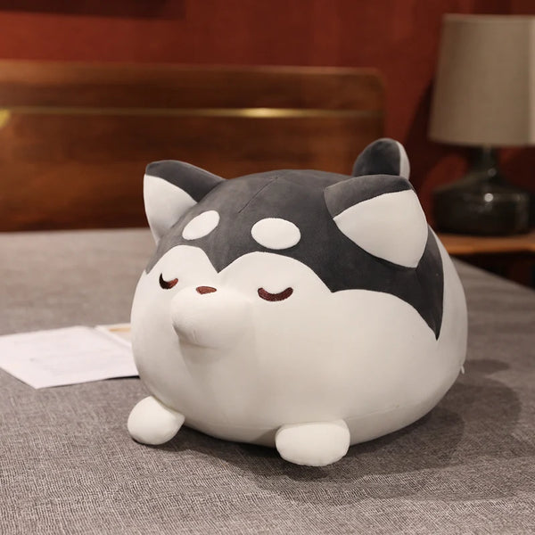 Lovely Lying Fat Shiba Inu Dog Plush Pillow Stuffed Soft Toys Cute Animal Husky Dog