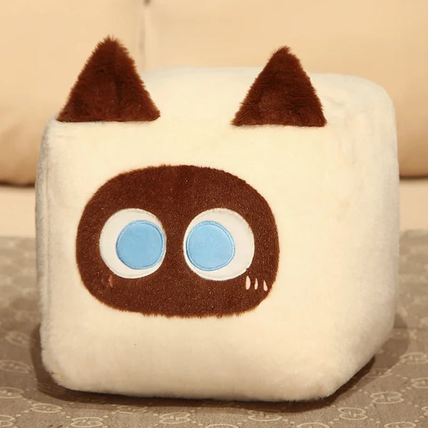 20CM Square Cat Plush Pillow Cute Big Eyes Black Kitten Stuffed Soft Cushion Sofa Bedroom Decoration Gifts