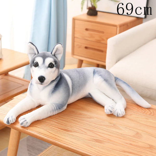High Quality Big Simulation Dog Plush Toy Stuffed Lifelike Husky Dog Puppy Doll